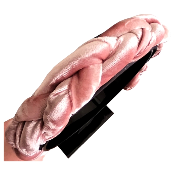 Just-Jen Rose Gold Pink Fashion Braided Black Satin Hair Accessory Headband NWT - Picture 6 of 10